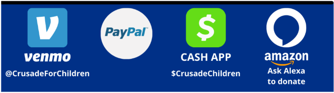 Venmo, PayPal, CashApp, Amazon